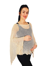 Load image into Gallery viewer, Crochet Lace Knit Batwing Poncho - Cream