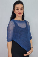Load image into Gallery viewer, Crochet Lace Knit Small Poncho - Dark Denim