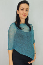 Load image into Gallery viewer, Crochet Lace Knit Small Poncho - Dark Teal