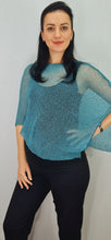 Load image into Gallery viewer, Crochet Lace Knit Small Poncho - Dark Teal