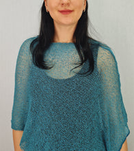 Load image into Gallery viewer, Crochet Lace Knit Small Poncho - Dark Teal