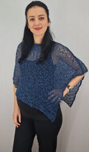 Load image into Gallery viewer, Popcorn Style Crochet Poncho - Dark Denim