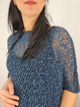 Load image into Gallery viewer, Popcorn Style Crochet Poncho - Dark Denim