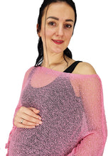 Load image into Gallery viewer, Crochet Lace Knit Batwing Poncho - Dusty Pink