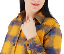 Load image into Gallery viewer, Flannel Shirts 100% Cotton Checked Mustard/Royal Blue