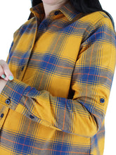 Load image into Gallery viewer, Flannel Shirts 100% Cotton Checked Mustard/Royal Blue