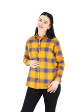 Load image into Gallery viewer, Flannel Shirts 100% Cotton Checked Mustard/Royal Blue
