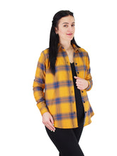 Load image into Gallery viewer, Flannel Shirts 100% Cotton Checked Mustard/Royal Blue
