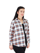 Load image into Gallery viewer, Flannel Shirts 100% Cotton Checked White/Peach