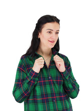 Load image into Gallery viewer, Flannel Shirts 100% Cotton Checked Green/Navy