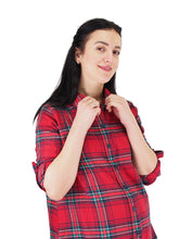 Load image into Gallery viewer, Flannel Shirts 100% Cotton Checked Red/Forest Green