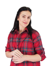 Load image into Gallery viewer, Flannel Shirts 100% Cotton Checked Red/Forest Green