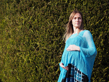 Load image into Gallery viewer, Crochet Lace Knit Batwing Poncho - Turquoise