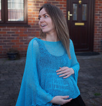 Load image into Gallery viewer, Crochet Lace Knit Batwing Poncho - Turquoise