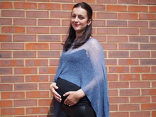 Load image into Gallery viewer, Crochet Lace Knit Batwing Poncho - Denim Blue
