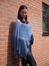 Load image into Gallery viewer, Crochet Lace Knit Batwing Poncho - Denim Blue