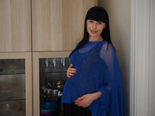 Load image into Gallery viewer, Crochet Lace Knit Batwing Poncho - Royal