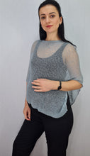 Load image into Gallery viewer, Crochet Lace Knit Small Poncho - Grey
