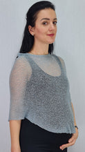 Load image into Gallery viewer, Crochet Lace Knit Small Poncho - Grey