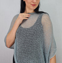 Load image into Gallery viewer, Crochet Lace Knit Small Poncho - Grey