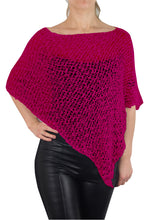 Load image into Gallery viewer, Popcorn Style Crochet Poncho - Hot Pink