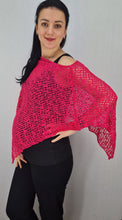 Load image into Gallery viewer, Popcorn Style Crochet Poncho - Hot Pink
