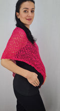 Load image into Gallery viewer, Popcorn Style Crochet Poncho - Hot Pink