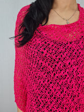 Load image into Gallery viewer, Popcorn Style Crochet Poncho - Hot Pink
