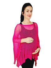 Load image into Gallery viewer, Crochet Lace Knit Batwing Poncho - Hot Pink