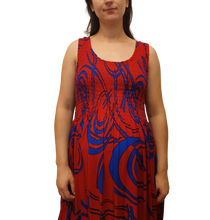 Load image into Gallery viewer, Long Smocked Dress One Size Red Lava