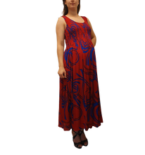 Load image into Gallery viewer, Long Smocked Dress One Size Red Lava