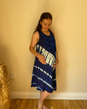 Load image into Gallery viewer, L'Affair Ladies Umbrella Cut Maternity Pregnancy Floral Print Sleeveless Lightweight Casual Beach Summer Dress (Midnight Blue Floral, One Size)