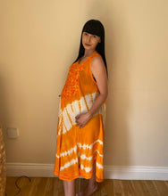 Load image into Gallery viewer, L'Affair Ladies Umbrella Cut Maternity Pregnancy Floral Print Sleeveless Lightweight Casual Beach Summer Dress (Orange Rainbow, One Size)