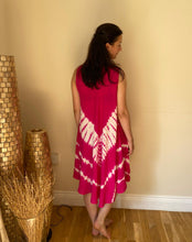 Load image into Gallery viewer, L'Affair Ladies Umbrella Cut Maternity Pregnancy Floral Print Sleeveless Lightweight Casual Beach Summer Dress (Fuschia Tie Dye, One Size)