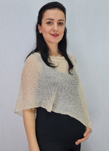 Load image into Gallery viewer, Mimosa Ladies Glitter Small Poncho -Ivory Gold