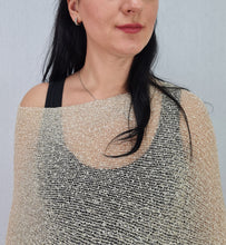 Load image into Gallery viewer, Mimosa Ladies Glitter Small Poncho -Ivory Gold