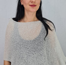 Load image into Gallery viewer, Mimosa Ladies Glitter Small Poncho - Ivory Silver