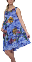 Load image into Gallery viewer, L'Affair Ladies Umbrella Cut Maternity Pregnancy Floral Print Sleeveless Lightweight Casual Beach Summer Dress (Indigo Floral, One Size)