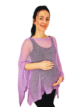 Load image into Gallery viewer, Crochet Lace Knit Batwing Poncho - Lilac