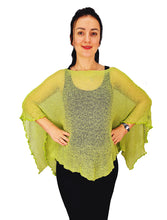 Load image into Gallery viewer, Crochet Lace Knit Batwing Poncho - Lime