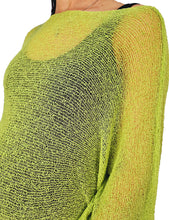 Load image into Gallery viewer, Crochet Lace Knit Batwing Poncho - Lime
