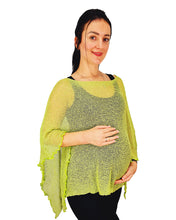 Load image into Gallery viewer, Crochet Lace Knit Batwing Poncho - Lime