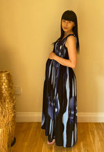 Load image into Gallery viewer, Long Smocked Dress - One Size Black Watercolour Flowers
