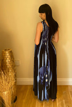 Load image into Gallery viewer, Long Smocked Dress - One Size Black Watercolour Flowers