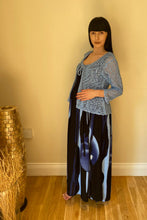 Load image into Gallery viewer, Long Smocked Dress - One Size Black Watercolour Flowers