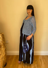 Load image into Gallery viewer, Long Smocked Dress - One Size Black Watercolour Flowers