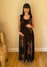 Load image into Gallery viewer, Long Smocked Dress - One Size Black Leaves