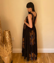 Load image into Gallery viewer, Long Smocked Dress - One Size Black Leaves