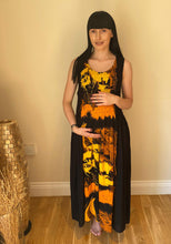 Load image into Gallery viewer, Long Smocked Dress - One Size Black Red Orange Flame