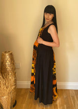 Load image into Gallery viewer, Long Smocked Dress - One Size Black Red Orange Flame